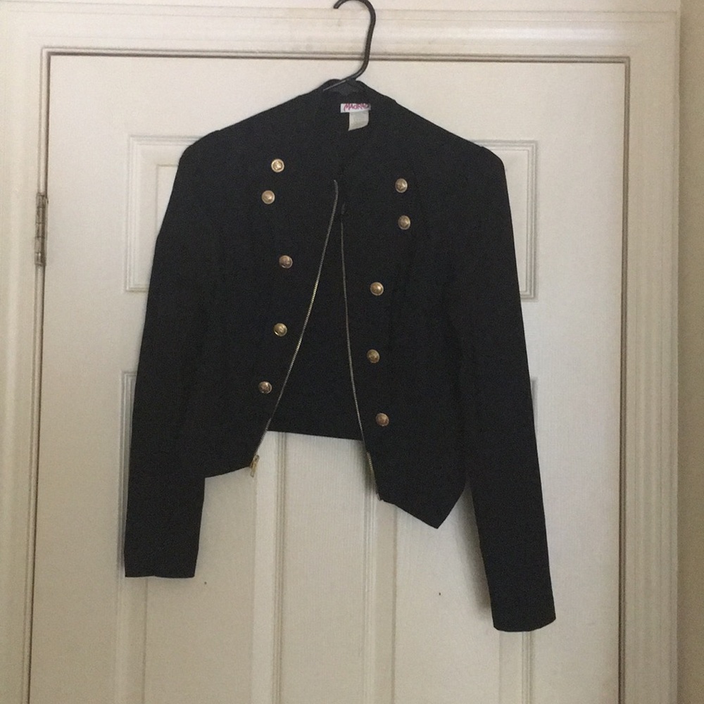 Black jacket with gold buttons